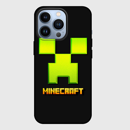 Чехол iPhone 13 Pro Minecraft: neon logo / 3D-Черный – фото 1