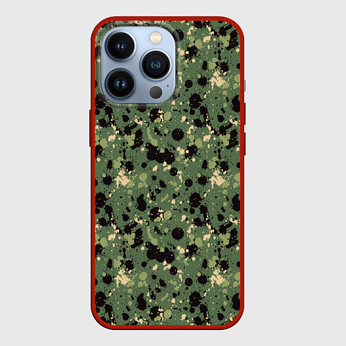 Чехол iPhone 13 Pro Милитари клякса мини / 3D-Красный – фото 1