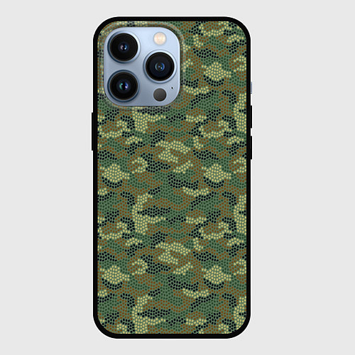 Чехол iPhone 13 Pro Милитари звезда мини / 3D-Черный – фото 1