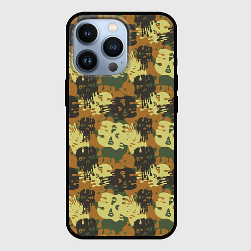 Чехол iPhone 13 Pro Милитари череп / 3D-Черный – фото 1