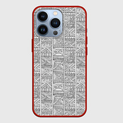 Чехол для iPhone 13 Pro Орнамент треугольник, цвет: 3D-красный