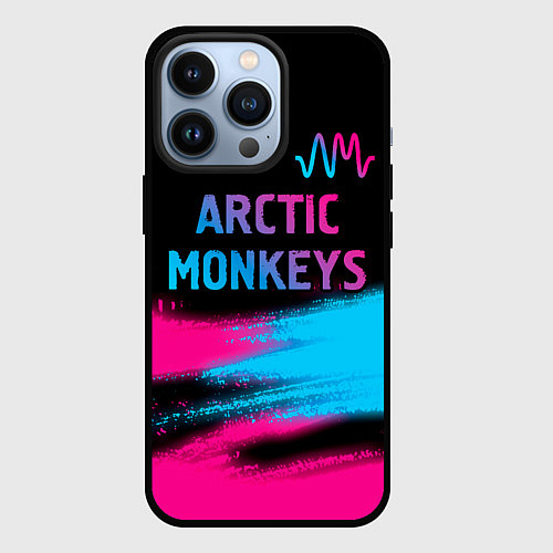 Чехол iPhone 13 Pro Arctic Monkeys - neon gradient: символ сверху / 3D-Черный – фото 1