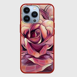 Чехол для iPhone 13 Pro Крупная роза маслом, цвет: 3D-красный