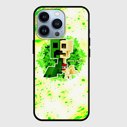 Чехол iPhone 13 Pro Minecraft creeper green