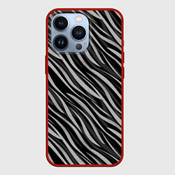 Чехол iPhone 13 Pro Полосатый черно-серый узор Зебра