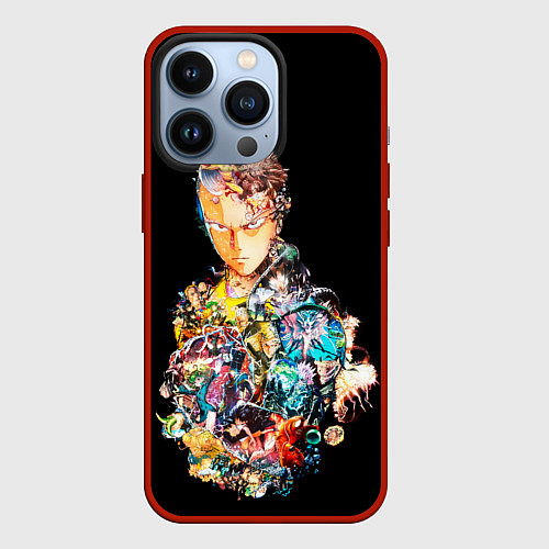 Чехол iPhone 13 Pro Все арки - One Punch Man / 3D-Красный – фото 1