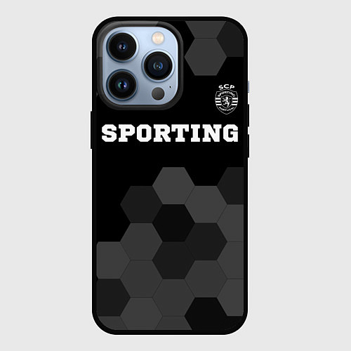 Чехол iPhone 13 Pro Sporting sport на темном фоне: символ сверху / 3D-Черный – фото 1