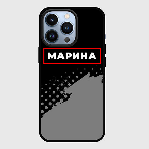 Чехол iPhone 13 Pro Марина - в красной рамке на темном / 3D-Черный – фото 1