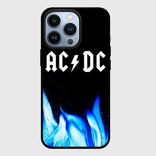 Чехол iPhone 13 Pro AC DC blue fire / 3D-Черный – фото 1