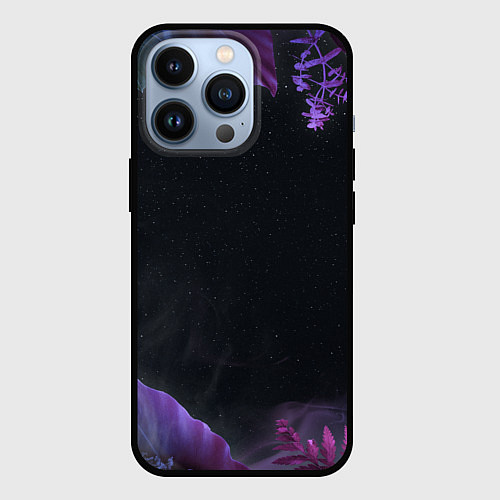 Чехол iPhone 13 Pro Неоновые космические тропики / 3D-Черный – фото 1