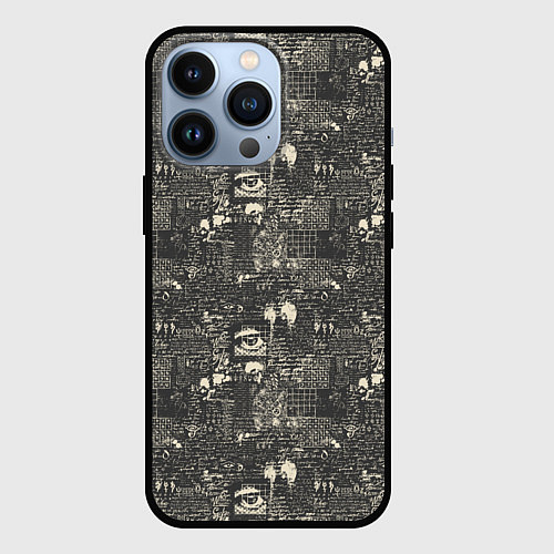 Чехол iPhone 13 Pro Надписи и глаз / 3D-Черный – фото 1