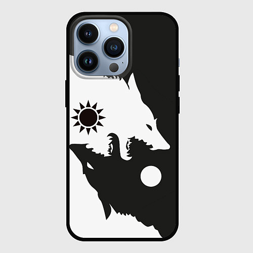 Чехол iPhone 13 Pro Волки инь и ян / 3D-Черный – фото 1