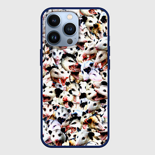 Чехол iPhone 13 Pro Опоссумы / 3D-Тёмно-синий – фото 1