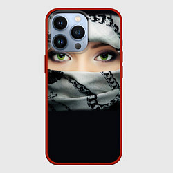 Чехол для iPhone 13 Pro Зеленоглазая девушка в хиджабе, цвет: 3D-красный