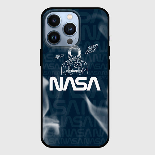 Чехол iPhone 13 Pro Nasa - космонавт - паттерн / 3D-Черный – фото 1