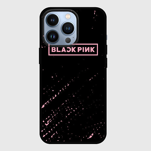 Чехол iPhone 13 Pro Black pink розовые брызги / 3D-Черный – фото 1