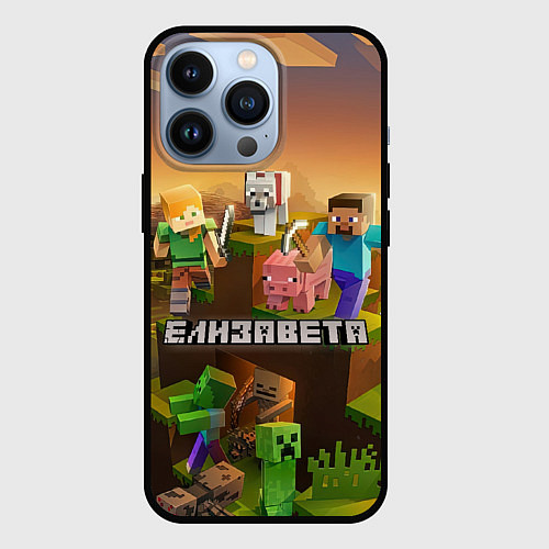 Чехол iPhone 13 Pro Елизавета Minecraft / 3D-Черный – фото 1