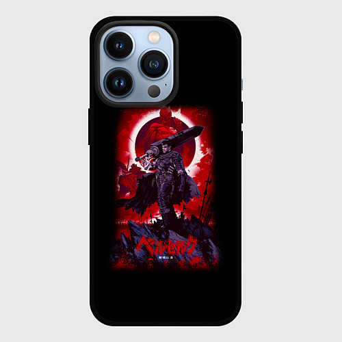 Чехол iPhone 13 Pro Берсерк Гатс стоит на скале / 3D-Черный – фото 1