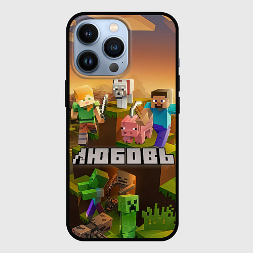 Чехол iPhone 13 Pro Любовь Minecraft / 3D-Черный – фото 1