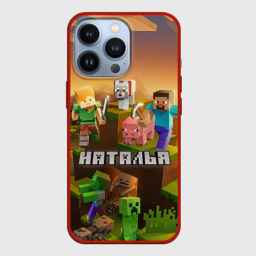 Чехол iPhone 13 Pro Наталья Minecraft / 3D-Красный – фото 1