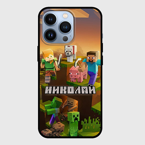 Чехол iPhone 13 Pro Николай Minecraft / 3D-Черный – фото 1