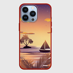 Чехол iPhone 13 Pro Лодка в море на закате возле тропических островов