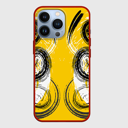 Чехол iPhone 13 Pro Абстрактный развод краской по холсту / 3D-Красный – фото 1