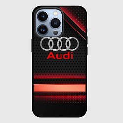 Чехол для iPhone 13 Pro Audi абстракция карбон, цвет: 3D-черный