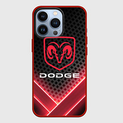 Чехол для iPhone 13 Pro Dodge карбон, цвет: 3D-красный