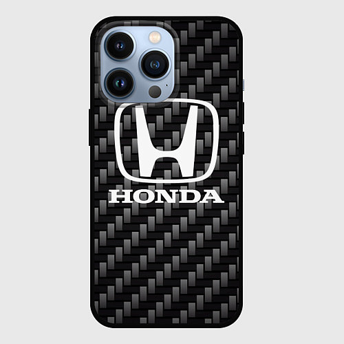 Чехол iPhone 13 Pro Honda абстракция карбон / 3D-Черный – фото 1