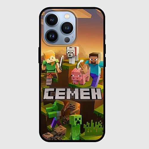 Чехол iPhone 13 Pro Семен Minecraft / 3D-Черный – фото 1