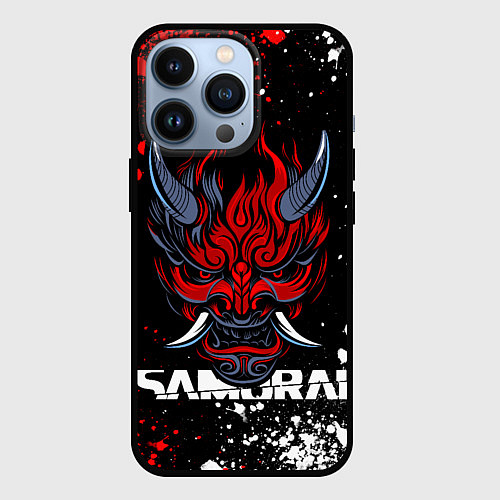 Чехол iPhone 13 Pro Маска Они - Киберпанк 2077 - Samurai / 3D-Черный – фото 1