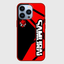 Чехол для iPhone 13 Pro Cyberpunk 2077 - Надпись Samurai, цвет: 3D-красный