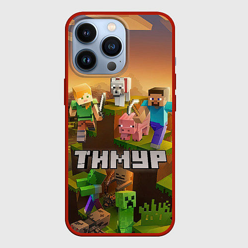 Чехол iPhone 13 Pro Тимур Minecraft / 3D-Красный – фото 1