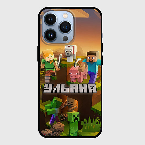 Чехол iPhone 13 Pro Ульяна Minecraft / 3D-Черный – фото 1