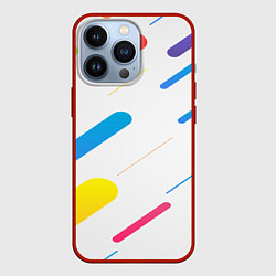 Чехол для iPhone 13 Pro Разноцветные круги и полосы, цвет: 3D-красный