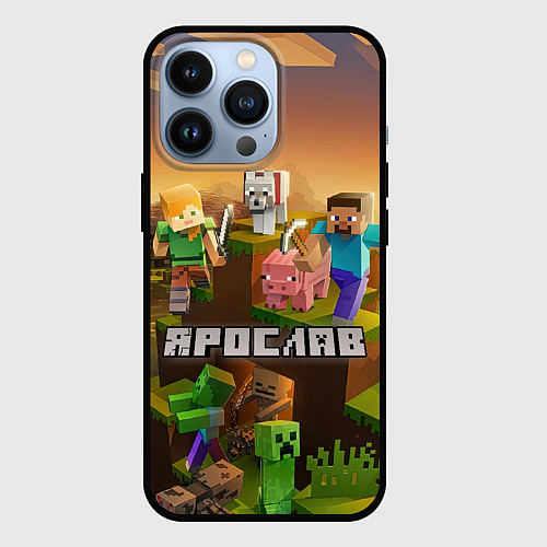 Чехол iPhone 13 Pro Ярослав Minecraft / 3D-Черный – фото 1