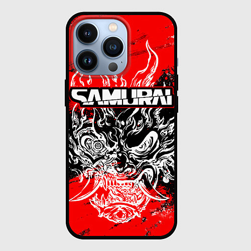 Чехол iPhone 13 Pro Самурай - Маска Они - киберпанк / 3D-Черный – фото 1