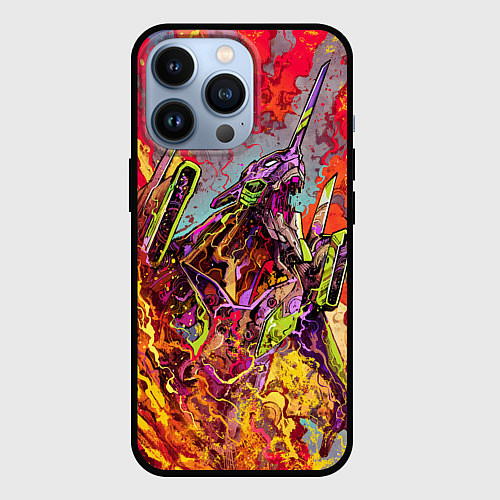 Чехол iPhone 13 Pro Евангелион красочный / 3D-Черный – фото 1