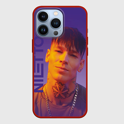 Чехол iPhone 13 Pro Niletto на фиолетовом фоне / 3D-Красный – фото 1