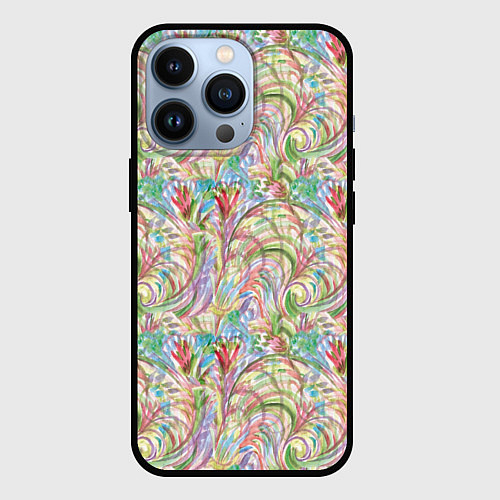 Чехол iPhone 13 Pro Абстракция полевые цветы акварель / 3D-Черный – фото 1
