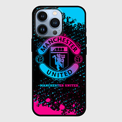 Чехол iPhone 13 Pro Manchester United - neon gradient