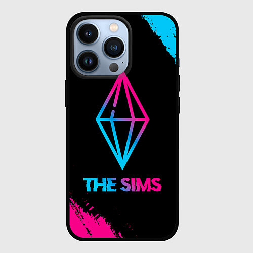 Чехол iPhone 13 Pro The Sims - neon gradient / 3D-Черный – фото 1