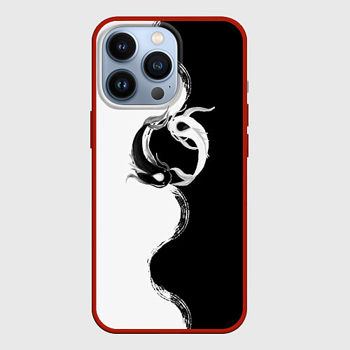 Чехол iPhone 13 Pro Рыбки инь-янь / 3D-Красный – фото 1