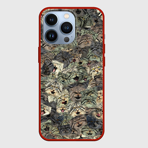 Чехол iPhone 13 Pro Мануловый камуфляж / 3D-Красный – фото 1