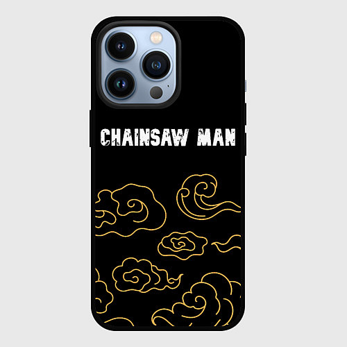 Чехол iPhone 13 Pro Chainsaw Man anime clouds / 3D-Черный – фото 1