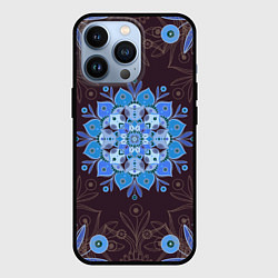 Чехол для iPhone 13 Pro Мандала-цветок Голубая снежинка, цвет: 3D-черный