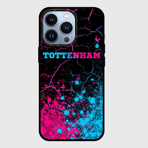 Чехол iPhone 13 Pro Tottenham - neon gradient: символ сверху / 3D-Черный – фото 1