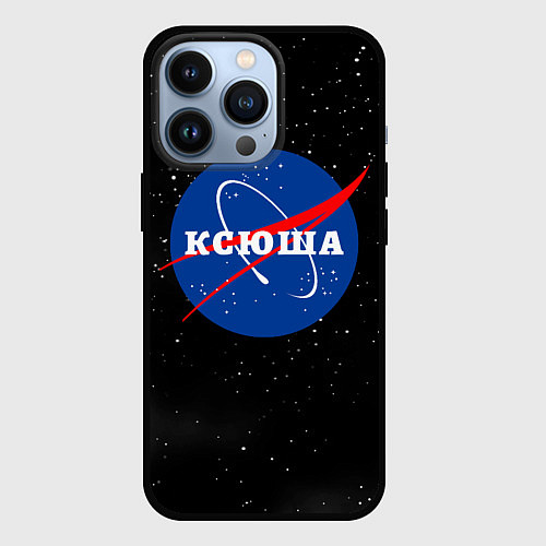 Чехол iPhone 13 Pro Ксюша Наса космос / 3D-Черный – фото 1