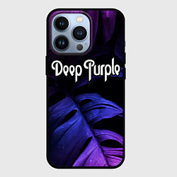 Чехол iPhone 13 Pro Deep Purple neon monstera